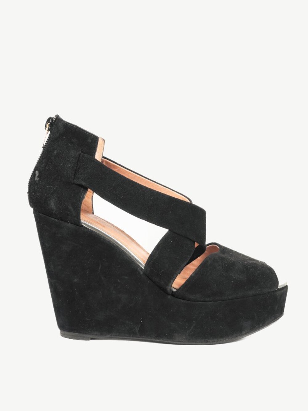 Robert Clergerie Black Suede Wedge Sandals